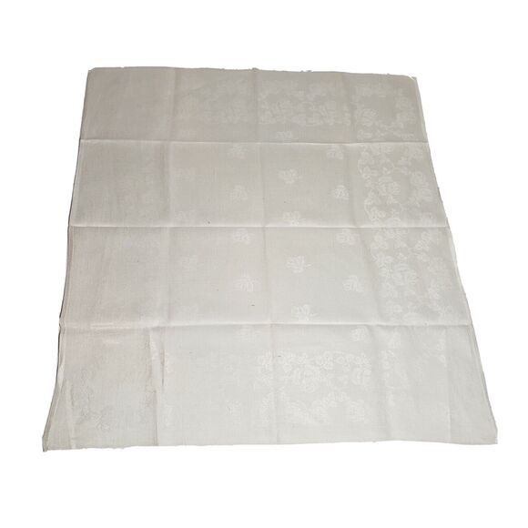 Vintage Small Table Cloth Dresser Scarf Topper Runner White Floral Estate 20x22 - Picture 1 of 8